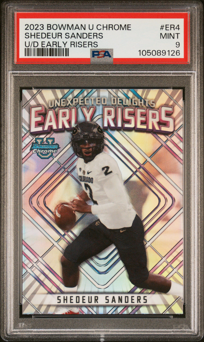 2023 Bowman University Chrome Unexpected Delights Early Risers Shedeur Sanders #ER4 PSA 9