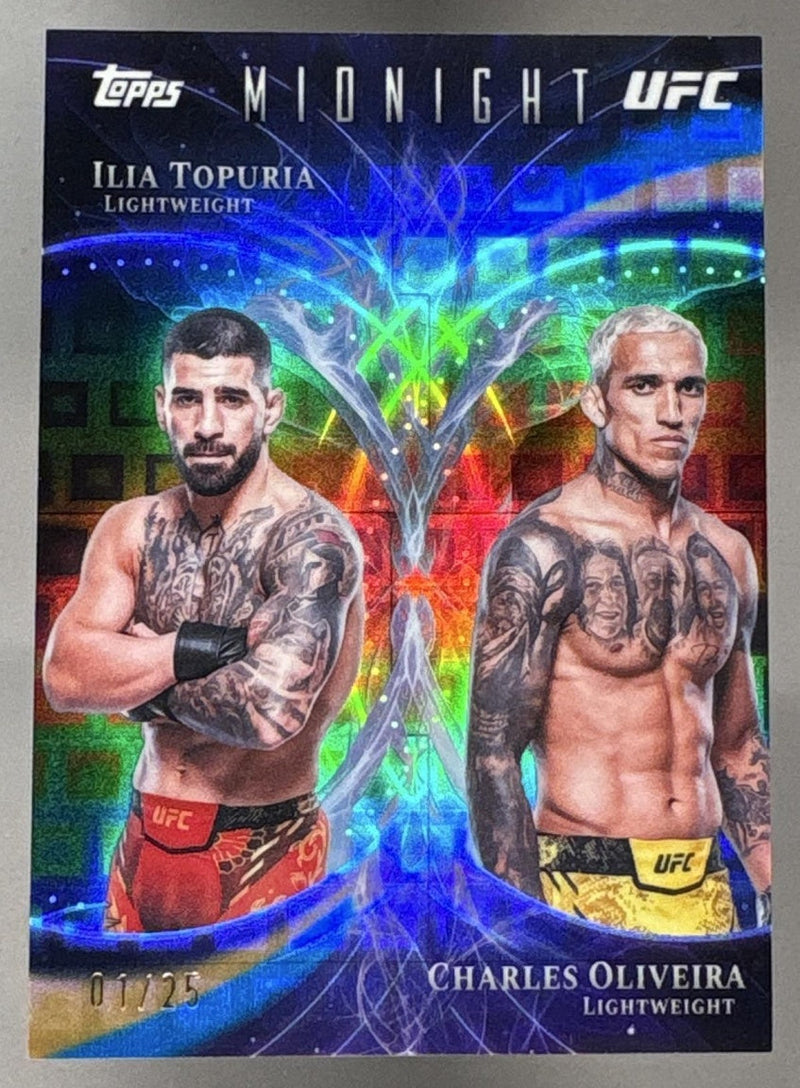 2026 Topps Midnight UFC Charles Oliveira/Ilia Topuria Celestial Combos Moonrise /25