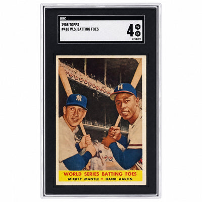 1958 Topps #418 World Series Batting Foes Mickey Mantle/Hank Aaron SGC 4