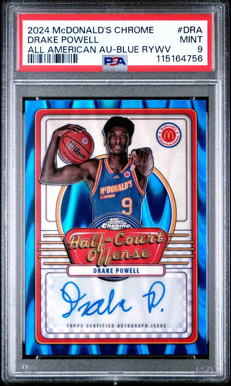 2024 Topps Chrome Mcdonald's All American All American Autographs Blue Raywave Drake Powell #DRA PSA 9