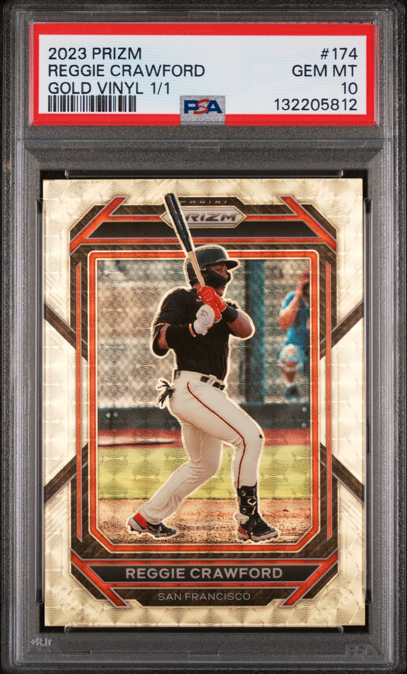 2023 Panini Prizm Gold Vinyl Prizm Reggie Crawford #174 1/1 PSA 10