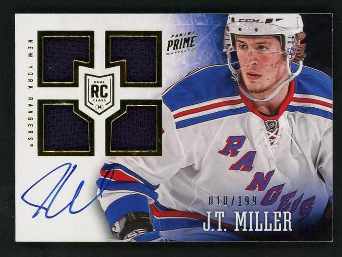 2012 Panini Prime 129 J.T. Miller Prime Rookies Rookie /199 New York Rangers Auto