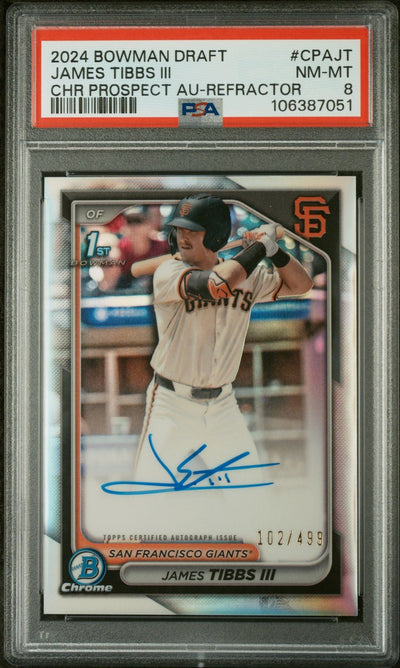 2024 Bowman Draft Chrome Refractor James Tibbs III #CPA-JT Auto /499 PSA 8