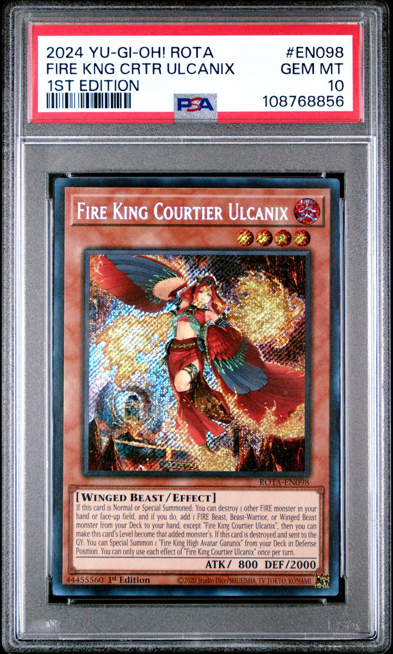 2024 Yu-Gi-Oh! Rota-Rage of the Abyss 1st Edition Fire King Courtier Ulcanix #EN098 PSA 10