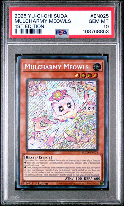 2025 Yu-Gi-Oh! Suda-Supreme Darkness 1st Edition Mulcharmy Meowls #EN025 PSA 10