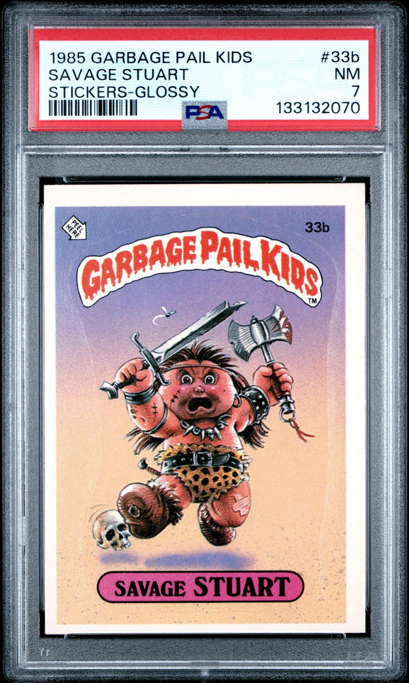 1985 Topps Garbage Pail Kids (Series 1) Glossy Savage Stuart #33B PSA 7
