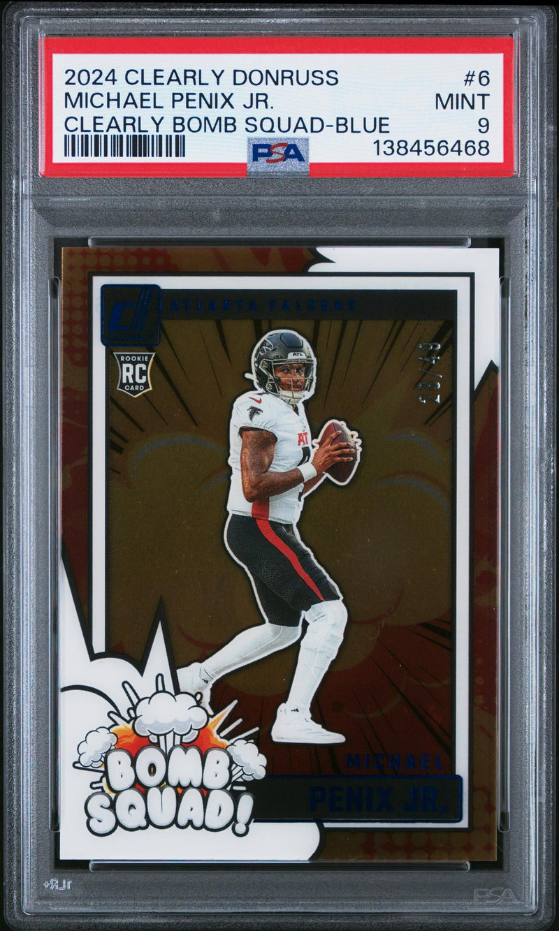 2024 Clearly Donruss Bomb Squad Blue Michael Penix Jr. #6 /49 PSA 9