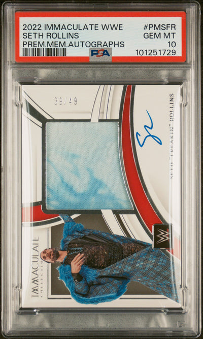 2022 Panini Immaculate Collection WWE Premium Memorabilia Autographs Seth Freakin Rollins #PMSFR /49 PSA 10