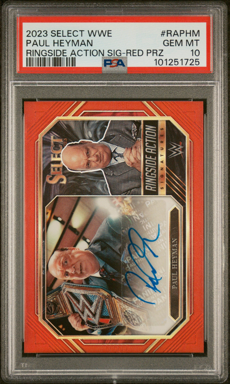 2023 Panini Select WWE Ringside Action Signatures Red Paul Heyman #RAPHM /99 PSA 10