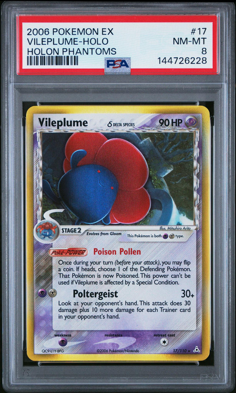2006 Pokemon Ex Holon Phantoms Holo Vileplume #17 /110 PSA 8