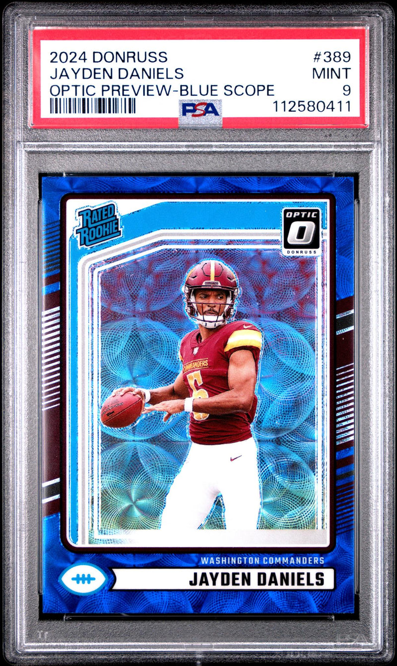 2024 Donruss Optic Preview Blue Scope Jayden Daniels #389 PSA 9
