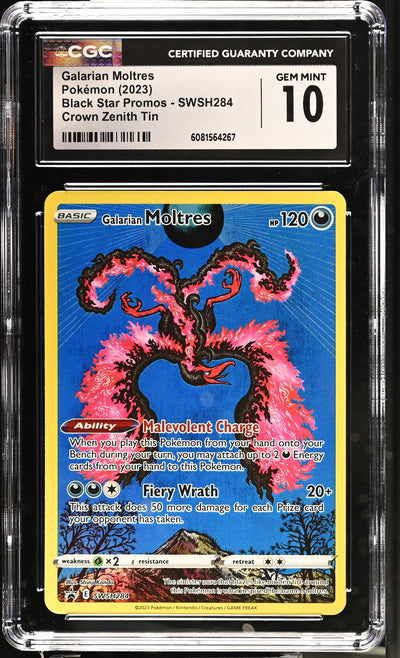 2023 Black Star Promos #SWSH284 Galarian Moltres Crown Zenith Tin CGC 10