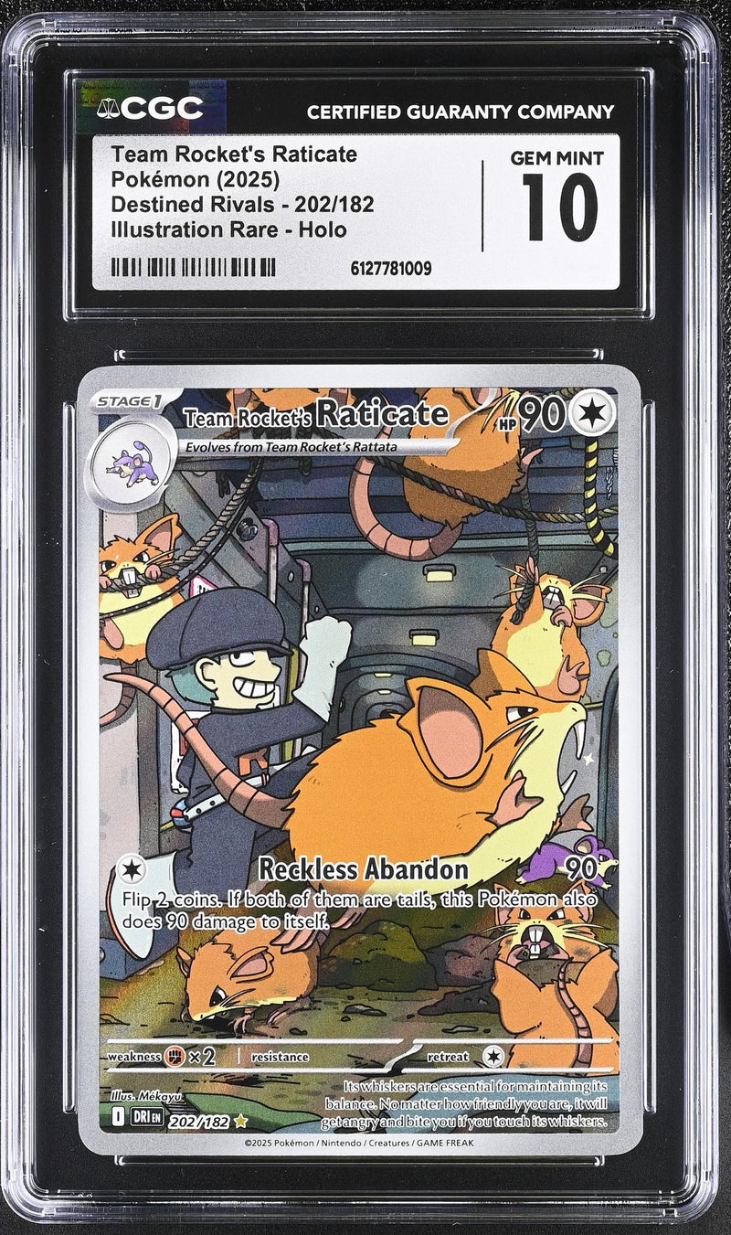 2025 Pokemon #202/182 Team Rocket's Raticate Destined Rivals CGC 10