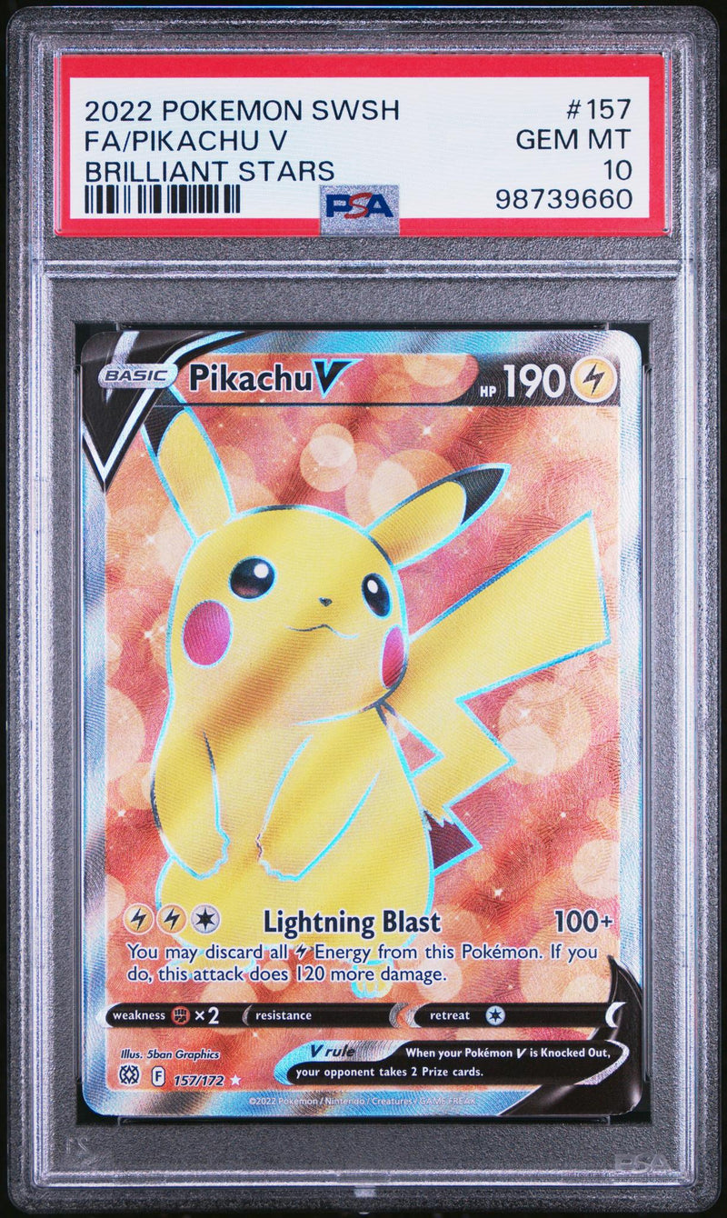 2022 Pokemon Sword and Shield Brilliant Stars Pikachu V #157 PSA 10
