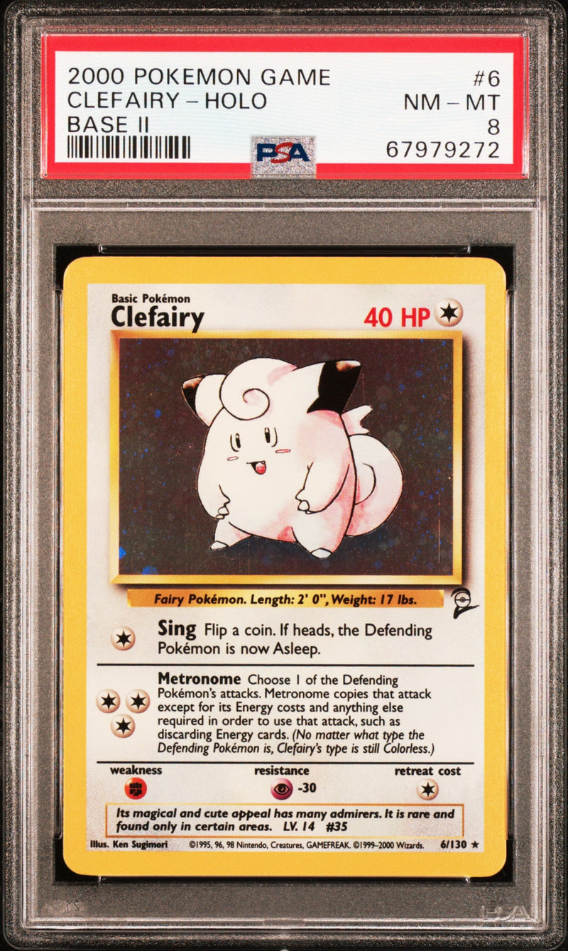 2000 Pokemon Base Set 2 Holo Clefairy #6 PSA 8