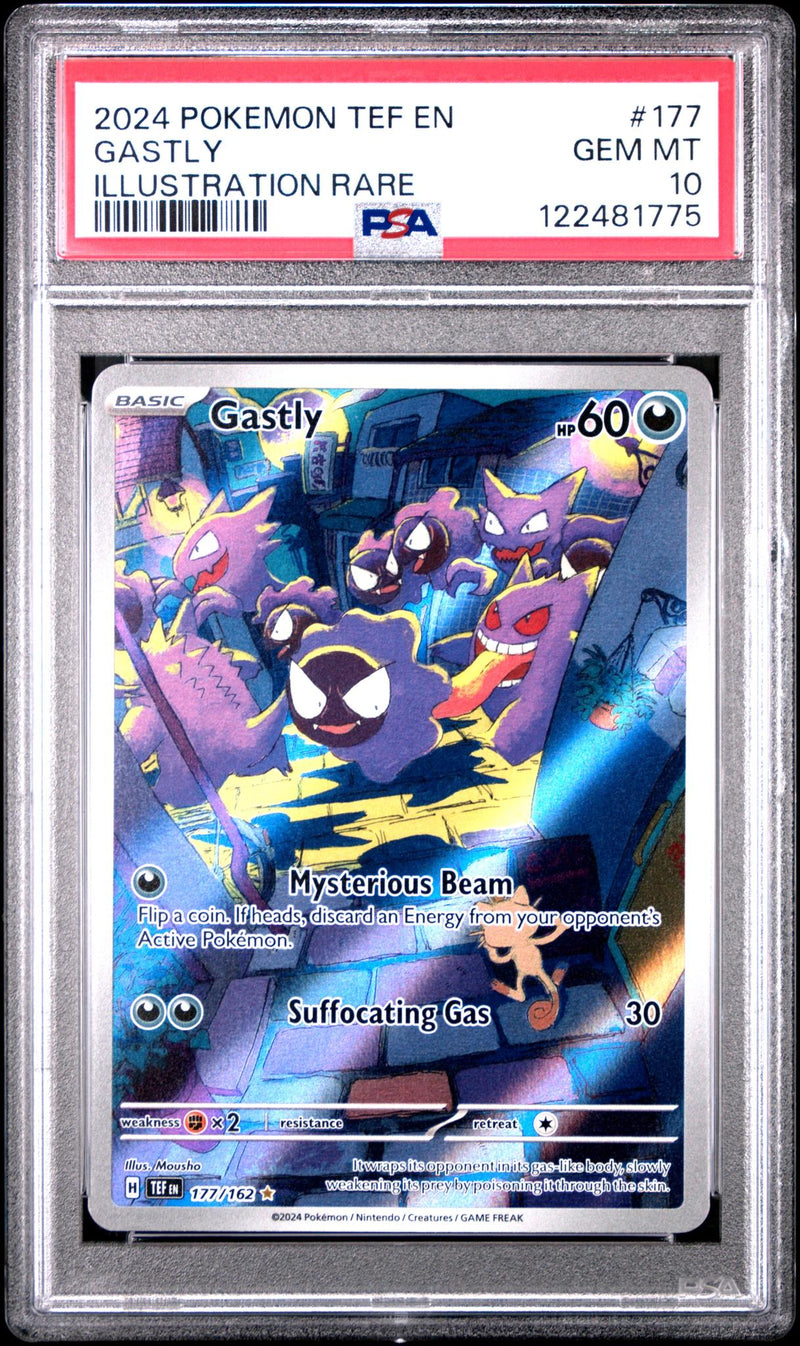 2024 Pokemon Scarlet and Violet Temporal Forces Illustration Rare Gastly #177 PSA 10