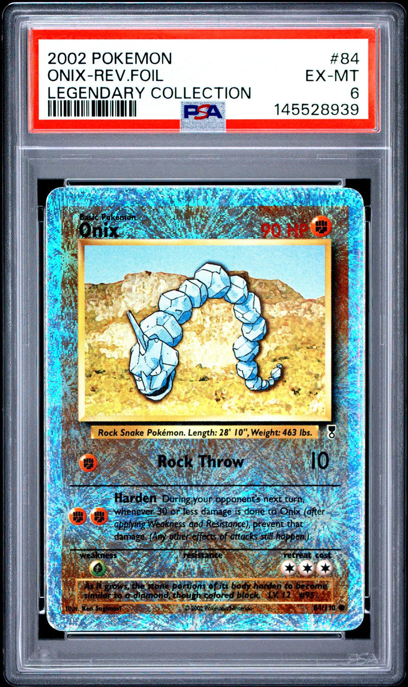 2002 Pokemon Legendary Collection Reverse Holo Onix #84 PSA 6