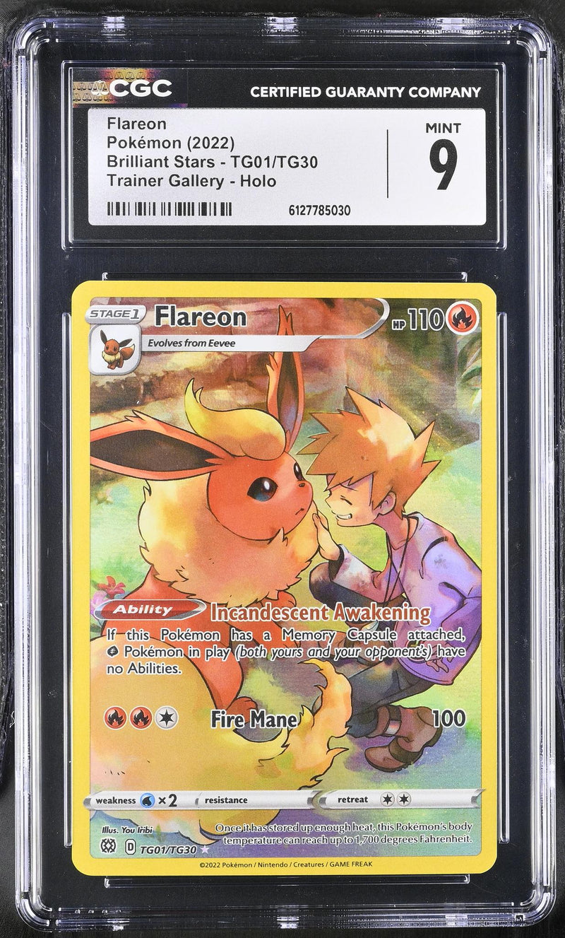2022 Pokemon #TG01/TG30 Flareon Trainer Gallery - Holo CGC 9