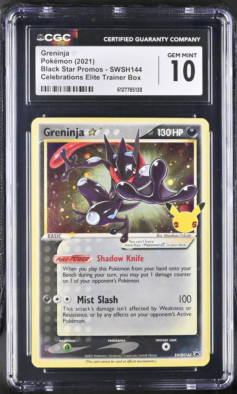 2021 Black Star Promos #SWSH144 Greninja Celebrations Elite Trainer Box CGC 10