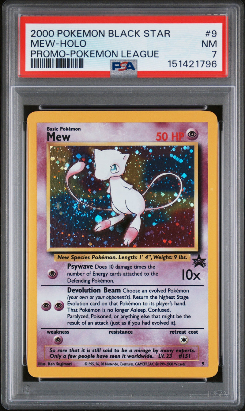 2000 Pokemon Wizards of the Coast Black Star Promo Holo Pokemon League Mew #9 PSA 7