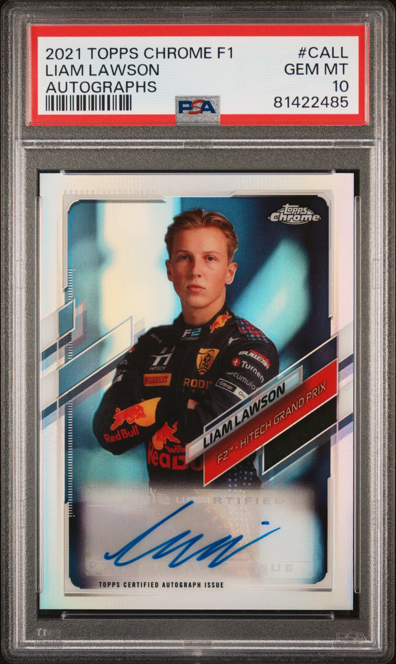 2021 Topps Chrome Formula 1 Autograph Liam Lawson #CALL /391 PSA 10