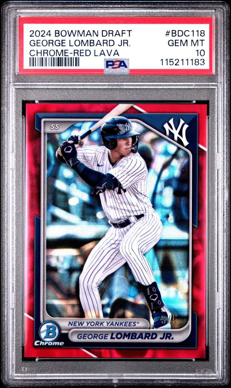2024 Bowman Draft Chrome-Red Lava George Lombard Jr. #BDC118 /5 PSA 10