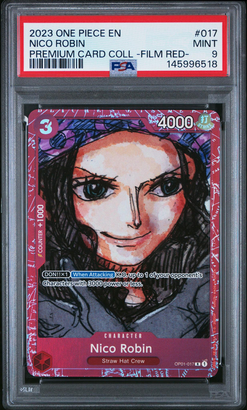 2023 Premium Collection Film Red (Foil) English Alt. Art Parallel Foil Nico Robin #OP01-017 PSA 9