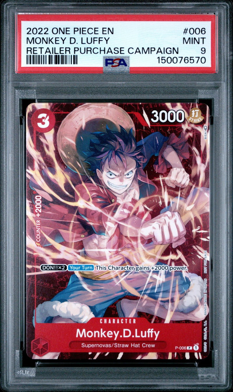 2022 One Piece Promos Retailer Purchase Campaign Monkey D. Luffy #6 PSA 9