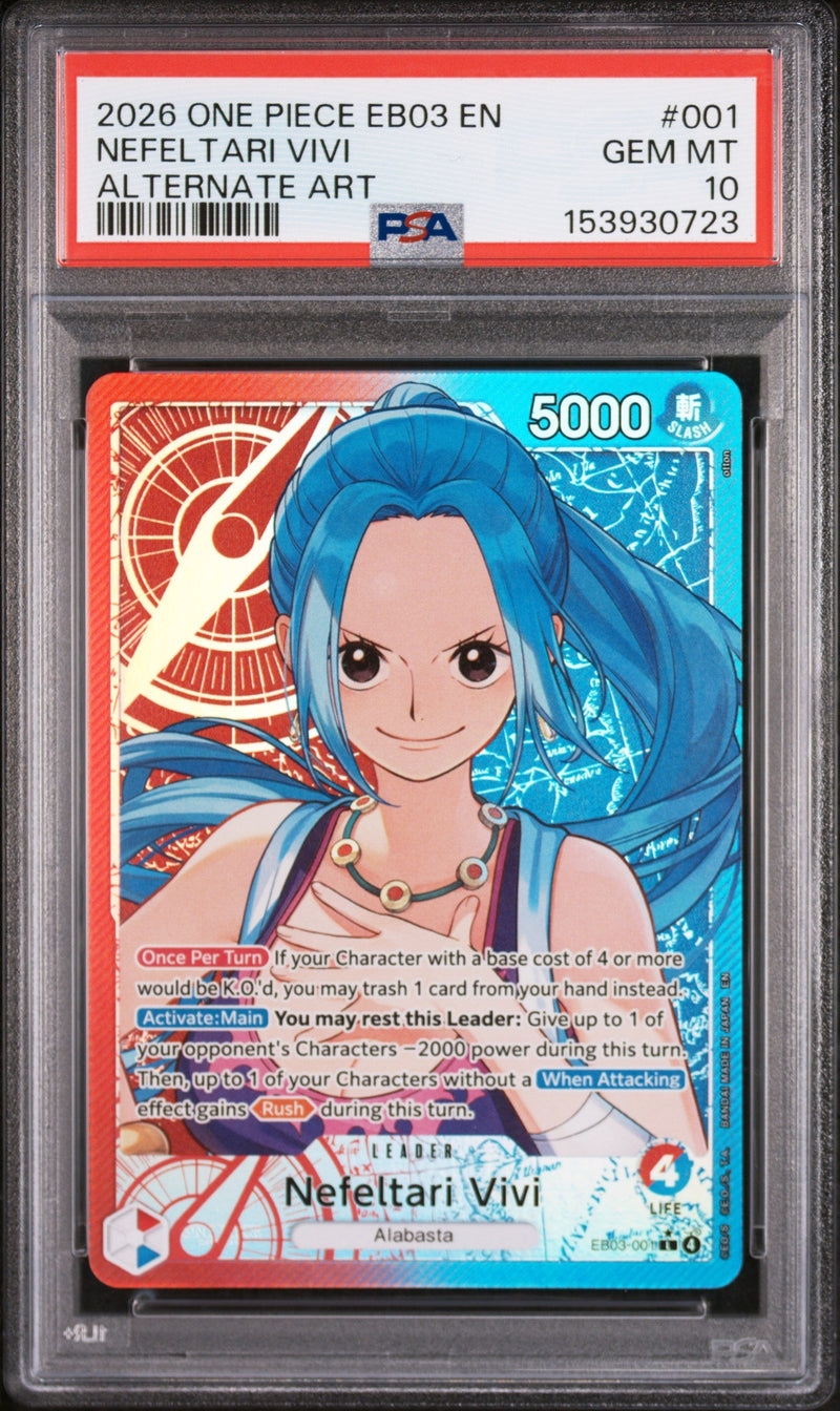 2026 One Piece Card Game Heroines Edition Alternate Art Nefeltari Vivi #EB03001 PSA 10