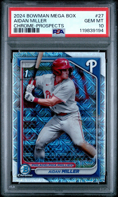 2024 Bowman Chrome Mega Box Prospect Aidan Miller #BCP-27 PSA 10
