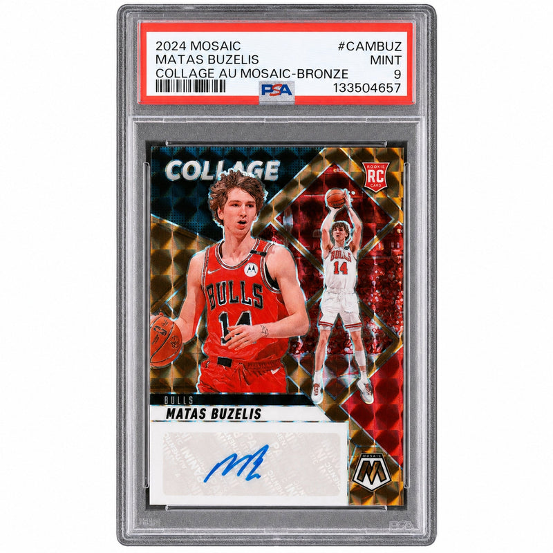 2024 Panini Mosaic Collage Autographs Mosaic Bronze Matas Buzelis #CAMBUZ /49 PSA 9