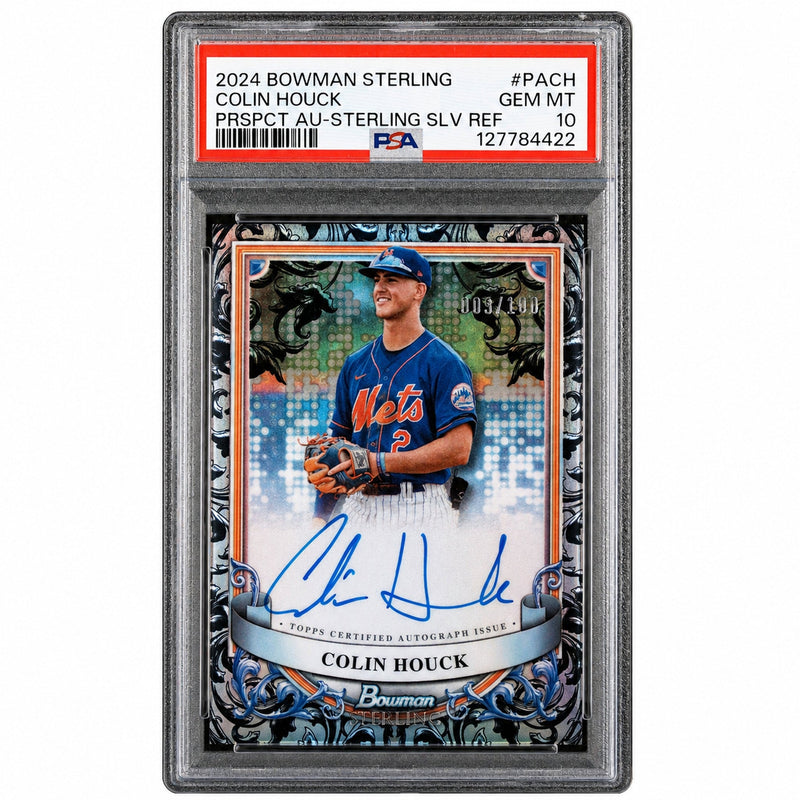 2024 Bowman Sterling Prospect Autographs Sterling Silver Refractor Colin Houck #PACH /199 PSA 10