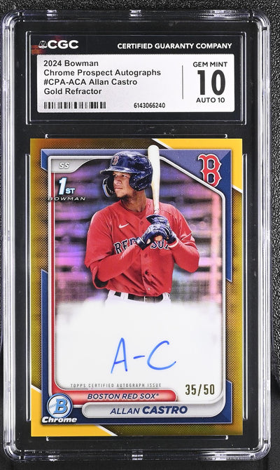 2024 Bowman #CPA-ACA Allan Castro Prospect Autographs /50 Auto CGC 10