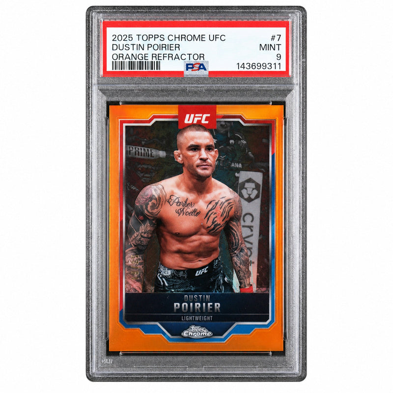2025 Topps Chrome UFC Orange Refractor Dustin Poirier #7 /25 PSA 9