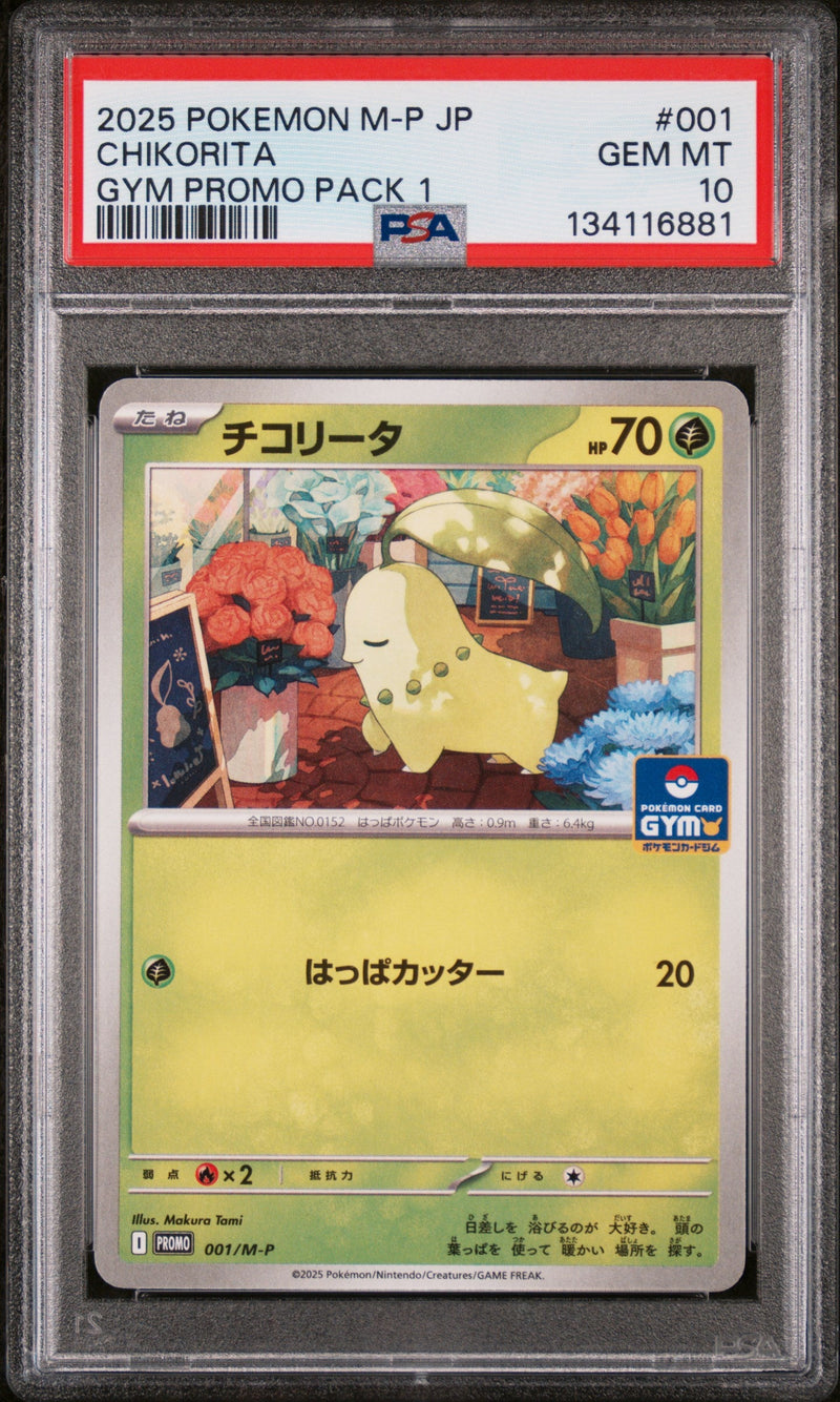 2025 Pokemon Japanese M-P Promo Gym Promo Pack 1 Chikorita #001 PSA 10