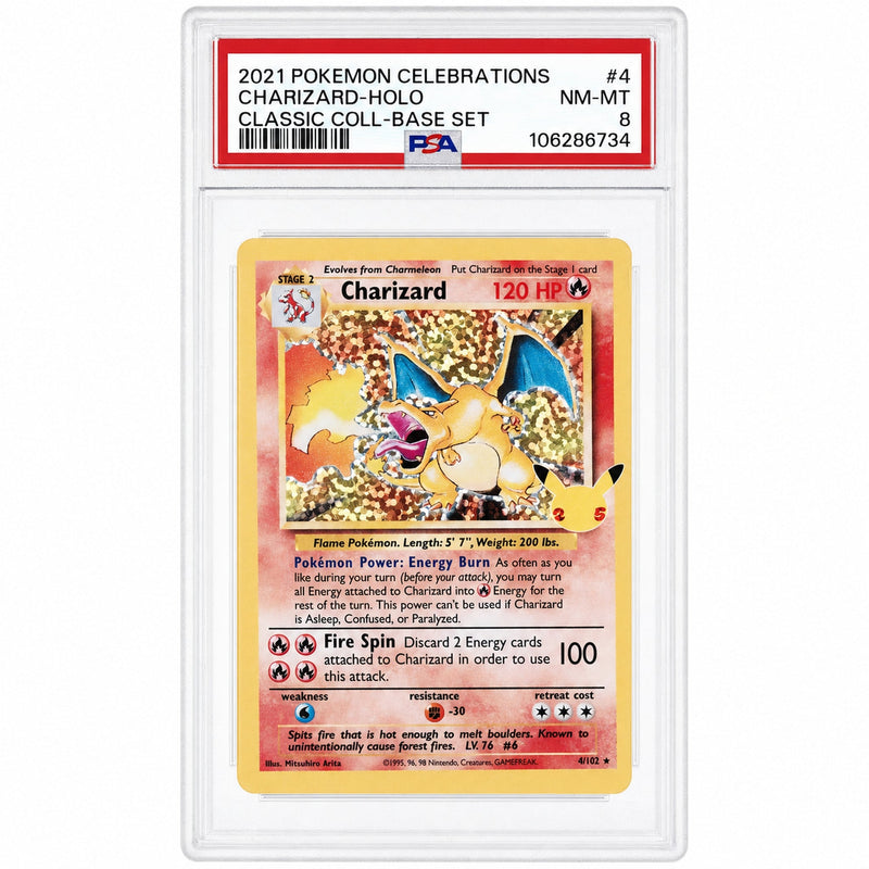 2021 Pokemon Sword and Shield Celebrations Classic Collection Base Set Holo Charizard #4 PSA 8