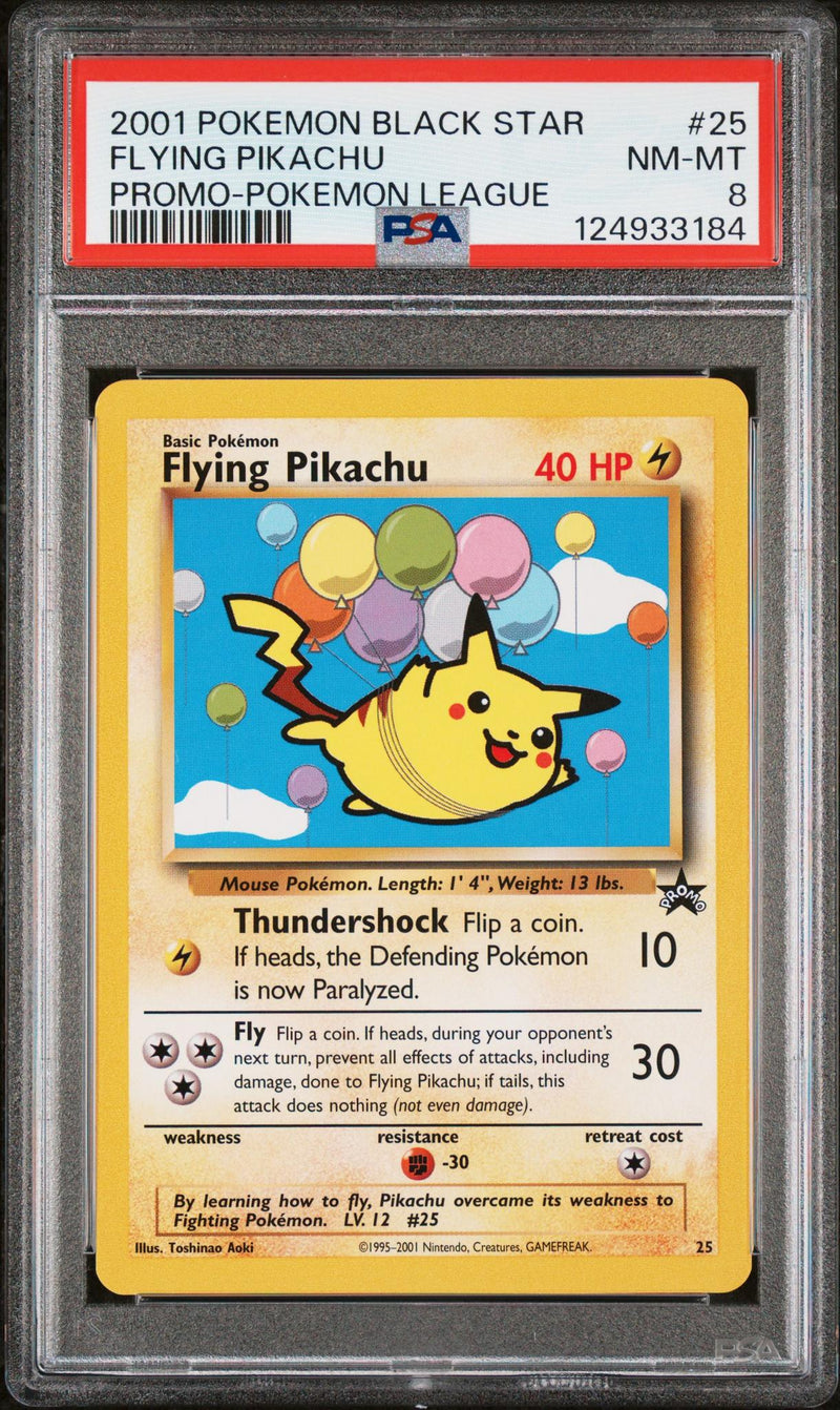 2001 Pokemon Wizards of the Coast Black Star Promo Pokemon League Flying Pikachu #25 PSA 8