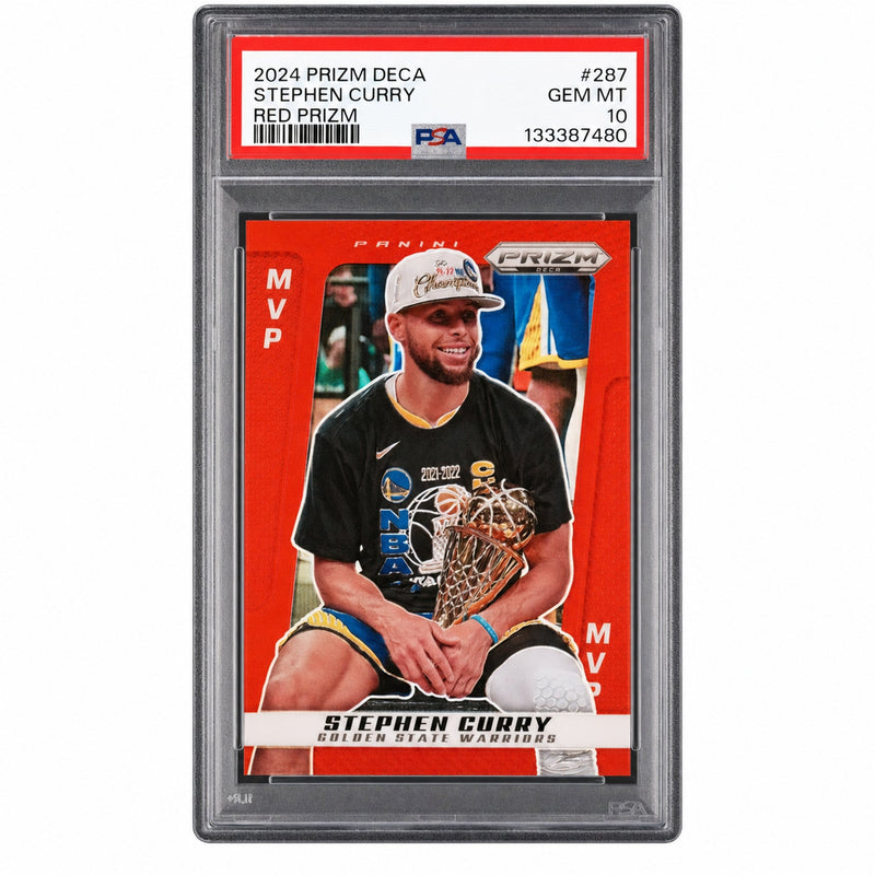 2024 Panini Prizm Deca MVP Red Prizm Stephen Curry #287 /199 PSA 10