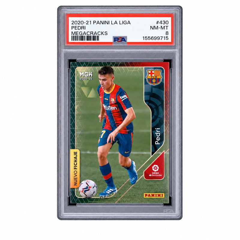 2020 Panini Megacracks La Liga Nuevo Fichaje Pedri #430 PSA 8