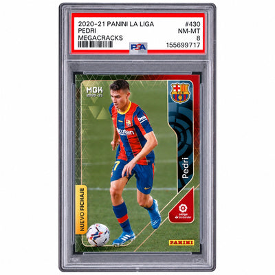 2020 Panini Megacracks La Liga Nuevo Fichaje Pedri #430 PSA 8