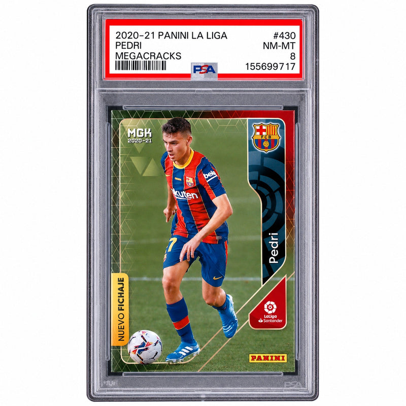 2020 Panini Megacracks La Liga Nuevo Fichaje Pedri #430 PSA 8