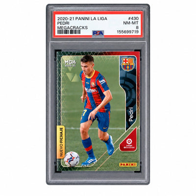 2020 Panini Megacracks La Liga Nuevo Fichaje Pedri #430 PSA 8