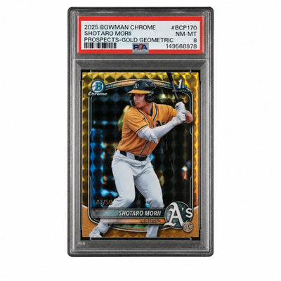 2025 Chrome Prospects Gold Geometric Refractors Shotaro Morii #BCP170 /50 PSA 8