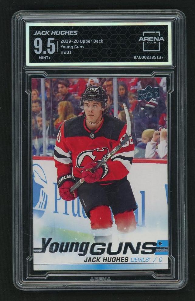 2019 Upper Deck Young Guns 201 Jack Hughes Young Guns Rookie Arena 9.5 Mint Devils