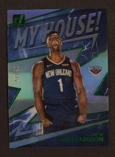 2019-20 Panini Clearly Donruss My House! Green Zion Williamson #7 /25