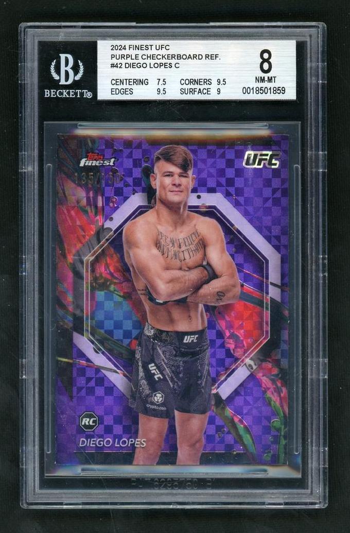 2024 Topps Finest 42 Diego Lopes Purple Checkerboard Ref Purple Rookie Beckett 8 NM-MT