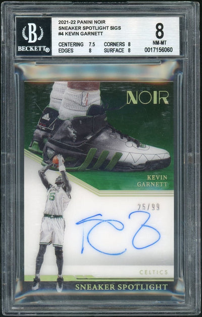 2021 Panini Noir Sneaker Spotlight Signatures Kevin Garnett #4 /99 BGS 8