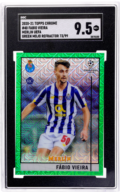 2020-21 Topps Chrome Merlin Fabio Vieira #40 73/99 SGC 9.5 RC Green Refractor