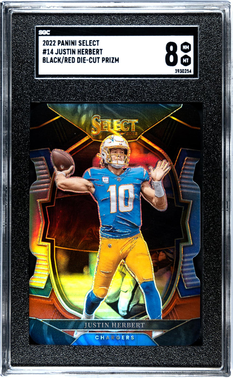 2022 Panini Select Black/Red Justin Herbert #14 Die-Cut Prizm SGC 8