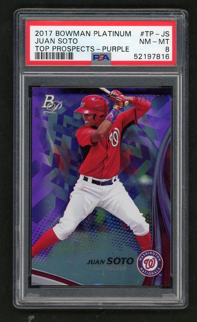2017 Bowman Platinum Top Prospects Purple Juan Soto #TPJS /250 PSA 8